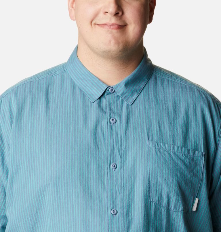 Men's Columbia Under Exposure Yarn-Dye Short Sleeve Shirts Stripe | Plus Size CA-W04LA